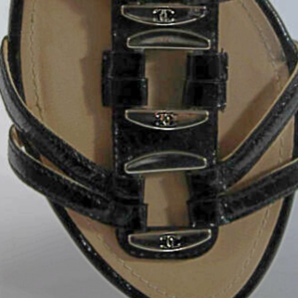 Chanel CC Logo Black Leather Slingback Flats 6 - Picture 6 of 9